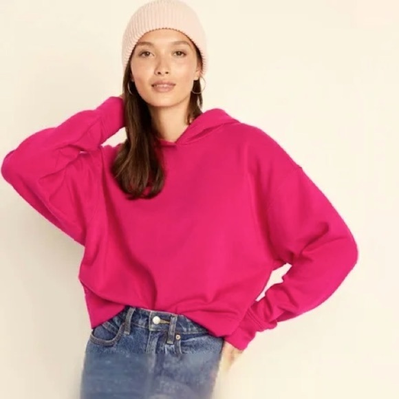 Old Navy Cropped Pullover Hoodie, Size XXLT (20), Berry Fine - Picture 1 of 6